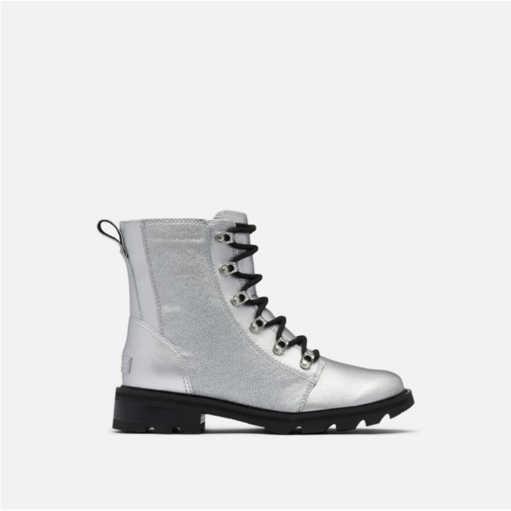 Sorel Silver Lace-Up Combat Boots